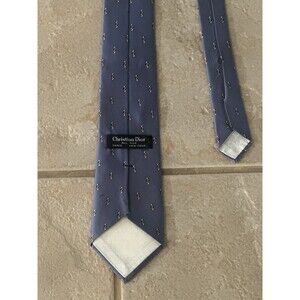 Rare Vintage Christian Dior Silk Tie – Navy Oval Pattern – Made in USA